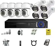 4K Security Caemra System POE IP PTZ Bullet 8MP NVR Kit Color Night Vision Audio Waterproof Home Street Video Surveillance Set(2T,8CH 4Bullet 4PTZ 4K)