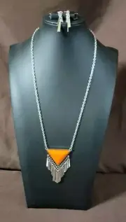 Paparazzi Badlands Bonanza Orange Necklace And Earrings