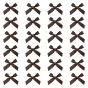 24 Pcs Mini Ribbon Bow 1.8 Inch Mini Fabric Satin Ribbon Brown