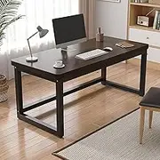 Hoixin Gaming Desk Computer Desk Office Table 5cm Thick Solid Wood Tabletop Laptop Table Easy to Assemble Adjustable Height Suitable for Office and Home Use(Black Walnut Color,120cm)