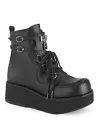 Pleaser Demonia SPRITE-70 2 1/4 Inch Platform Lace-Up Ankle Boot, Side Zip