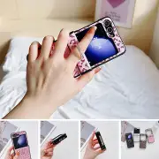for Samsung Galaxy Z Flip 6/5/4/3 Ring Holder Stand Leopard Print Glitter Case