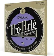 [D'Addario] Guitar Strings - Pro-Arte Classical Guitar Strings - EJ44C - Nylon Guitar Strings - Silver Plated Wrap, Composite Core, Clear Nylon Trebles - Extra-Hard Tension