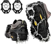 [SEAYO] Crampons Ice Cleats Traction Snow Grips for Boots Shoes Women Men Kids Anti Slip 19 Spikes Stainless Steel Microspikes for Hiking Fishing Walking Climbing Mountaineering (M/L/XL)