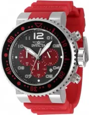 Invicta Men's 47194 Pro Diver Quartz Chronograph Black, Red Dial Watch