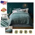 Lightweight Aqua Green Velvet Comforter Set with Elegant Geometric Design