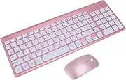 TEHAUX Wireless Keyboard Mouse Set Super Thin Design Quiet Operation for Comfortable Office Use Stylish Finish for Home and Work Plug Play USB Connection