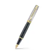 Sheaffer 300 Fountain Pen in Matte Black Shiny Chrome Cap with PVD GT - Fine