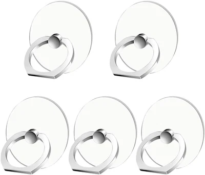 Cell Phone Ring Holder Stand 5 Pack Silver, Transparent Phone Ring Holder Grip F