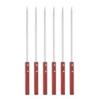 6pcs Kebob Skewers 35cmx7mmx2mm Stainless Steel Flat Sticks with Wood Handle