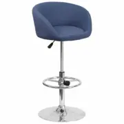 Adjustable Height Barstool with Chrome Base - Blue Modern Bar Salon Spa Stool