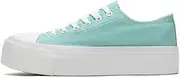 [xinran & shengli] Ladies Fashion Platform Trainers Women’s Platform Low Top Canvas Shoes Classic Platform Lace Up Sneakers Pumps Plimsolls Outdoor Tennis Running Walking Shoes Comfortable, Light Green, 9 UK