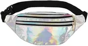 Multifunctional Belt Bag Storage for Essentials On-Go Waist Bags Women PU Waist Packs Bum Bag Wide, Silver
