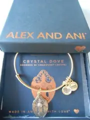 Alex and Ani CRYSTAL DOVE Expandable Bracelet Rafaelian Gold NWTBC
