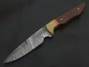 9.5" CUSTOM HAND MADE DAMASCUS STEEL SKINNER KNIFE ROSEWOOD HANDLE W/SHEATH M689