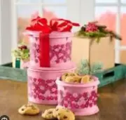 Tupperware Pink Harmony Canister Set of 3 New!