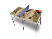 American Flag Burnt Deer Portable Tennis Ping Pong Folding Table w/Accessories