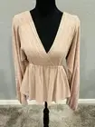 Peach Lane Mauve Long-Sleeve Peplum Surplice Top, Size M, NEW