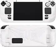 playvital Protective Case for Steam Deck LCD, Protective Case, Non-Slip Soft Rubber Case with Back Button/Stick Caps for Steam Deck (Armor Series Black) Armor Series White