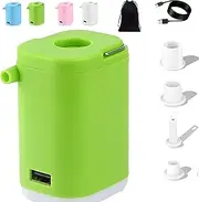Slowowing Mini Air Pump, 4-in-1 Mini Air Pump with LED Camping Light, Inflator Airs Pumps with 1200ah/2400mah Battery, Ultra-Quiet Fast Inflation, for Airs Mattress, Pool Floats Etc