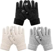 Kids Winter Gloves 3 Pairs, Chenille Knit Gloves for Cold weather 3-8 Years