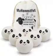 Wool Dryer Balls - Natural Fabric Softener Reusable, White (Pack of 6)