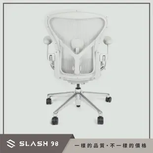 【石磊煦國際】升級真皮扶手/DC1輪 Herman Miller Aeron 2.0 拋光金屬腳座 礦石白 全功能 DW