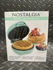 NOSTALGIA MY MINI WAFFLE MAKER MWF5TL 5" NON STICK TEAL
