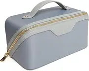 [Alice Wheeler] The London Train Case Co. Beauty Train Expandable Makeup Case, Vegan Leather, Two-Tone 24 x 12 x 12 cm, Duck Egg, Luxury Travel
