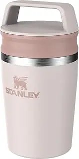 Stanley Cafe to Go Travel Mug 8 oz | Leakproof Two-Part Drink Through Lid | Tumbler Cup for Coffee, Tea and Drinks | Insulated Stainless Steel Coffee Mug | BPA-Free | Rose Quartz