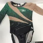 Women Girl Costume Rhythmic Gymnastics Leotards Competition Aerobics Green ALA