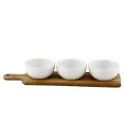 Gibson Gracious Dining 3-Piece Tidbit Bowl Set on Wood Paddle