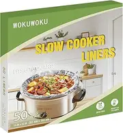 [WOKUWOKU] Slow Cooker Liners, 50 Cooking Bags Extra Large Disposable Pot Liner Plastic Bags for 6QT to 10QT Slow Cooker Cooking Pans, 14“ x 22”, 50 Liners