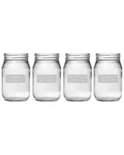 Susquehanna Glass Hamptons Road Signs Set of Four 16oz Mason Jars