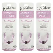 3PK Wishstone Collection Amethyst Stone of Peace Bead Bracelet Jewellery Pink