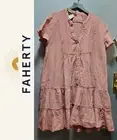 Faherty Organic Cotton Gauze Dusty Rose Short Sleeve Button Up Dress ~ XL M3020