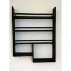 Spice Rack Holder Wall Unit Self Floating Black Wooden Rustic Spice Holder