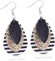 [WOFASHPURET] Leather Earring Pendants Leopard Snake Pattern 9 Sets of Water Drop Shape Eardrop Pendants for Party