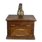 Fresian Horse wooden urn with a cold bronze statuette Art-Dog