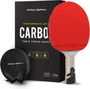PRO SPIN Ping Pong Paddle with Carbon Fiber | 7-Ply Blade, Offensive Rubber, ...