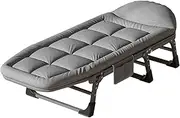 Folding Camping Cot for Adults w/Cushion and Pillow Heavy Duty Outdoor Cot Bed Tent Portable Sleeping Bed for Camp Office Use Supports 330 Lbs