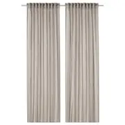 DYTÅG curtains, 1 pair, light grey/with heading tape, 145x250 cm
