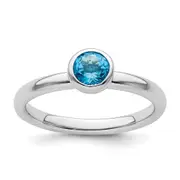 Sterling Silver Stackable Expressions Low 5mm Round Blue Topaz Ring