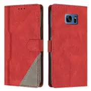 Clasp Case with Flip Wallet Stand Function Cover for Samsung S7 Edge - Red