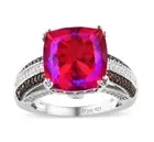 Stunning Volcanic Quartz, Lotus Garnet, White & Chocolate Zircon Platinum Ring 8
