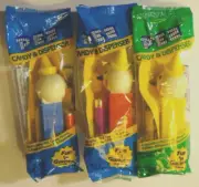 Pez 1999 Jack in the Box Limited Edition Complete Set of 3 blue-red-yellow stems