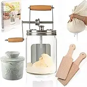 Dazey Butter Churn - Hand Crank Butter Churner- Manual Butter Maker- Beech Wood BUTTER PADDLES INCLUDED. Create Delicious Homemade Butter With Your Own Hand Crank Dazey Butter Churner (Turn N Churn)