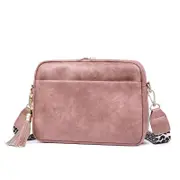 Women Shoulder Bag Retro Tassel Crossbody Handbag,Pink