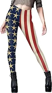 [MAX TSOLMON] American Flag Pattern Leggings, USA Independence Day Apparel, 4th of July Carnival Women's Pants