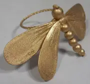 4 GOLD GILT DRAGONFLY NAPKIN RING HOLDERS BY AMEN WARDY HOME NEW IN PACKAGE